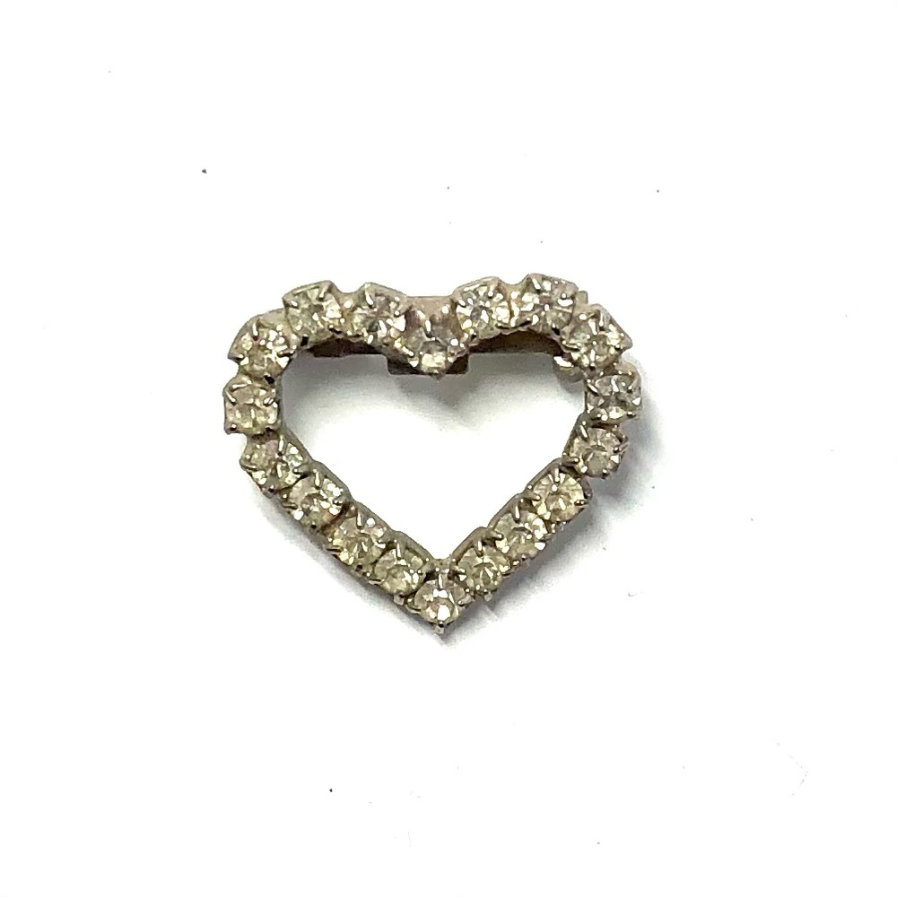 Silver Rhinestone Heart Pin Brooch, Accessory